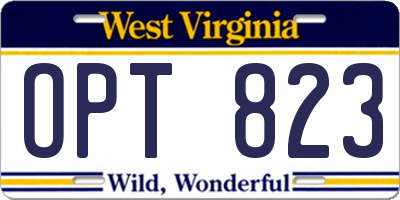 WV license plate OPT823