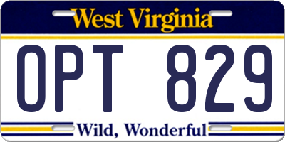 WV license plate OPT829