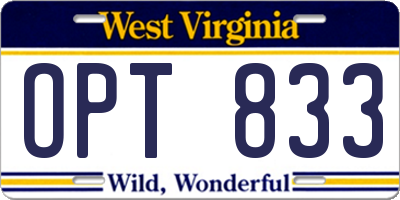 WV license plate OPT833