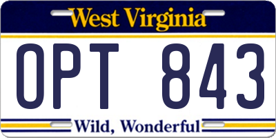 WV license plate OPT843