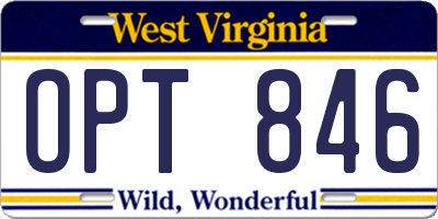 WV license plate OPT846