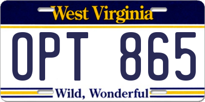 WV license plate OPT865