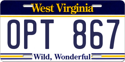 WV license plate OPT867