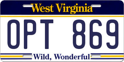 WV license plate OPT869