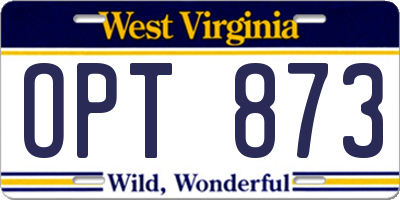 WV license plate OPT873