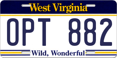 WV license plate OPT882