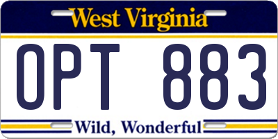 WV license plate OPT883