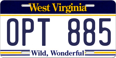 WV license plate OPT885