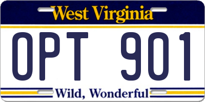 WV license plate OPT901