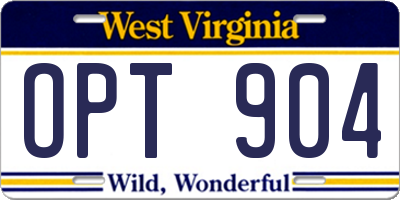 WV license plate OPT904