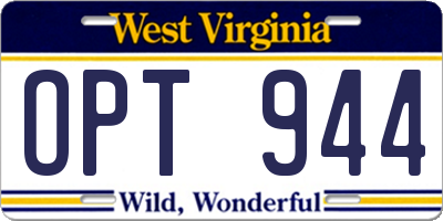 WV license plate OPT944