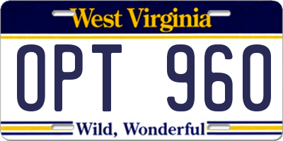 WV license plate OPT960