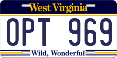 WV license plate OPT969