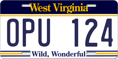 WV license plate OPU124