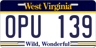 WV license plate OPU139