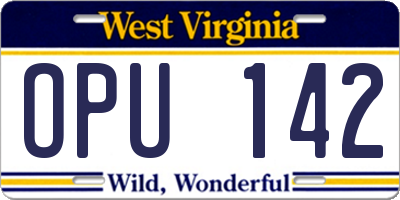 WV license plate OPU142