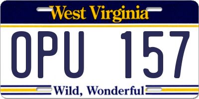 WV license plate OPU157