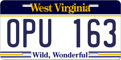 WV license plate OPU163