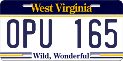 WV license plate OPU165