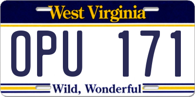 WV license plate OPU171