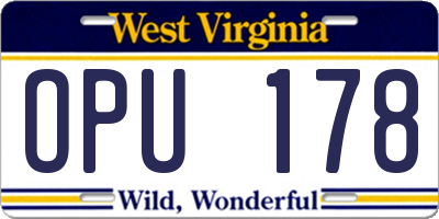 WV license plate OPU178