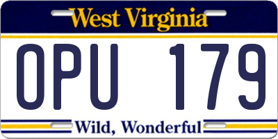 WV license plate OPU179