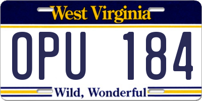 WV license plate OPU184