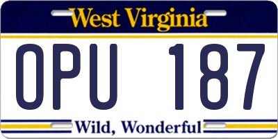 WV license plate OPU187