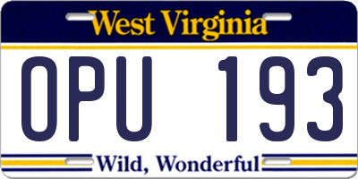 WV license plate OPU193