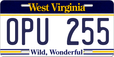 WV license plate OPU255