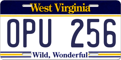 WV license plate OPU256