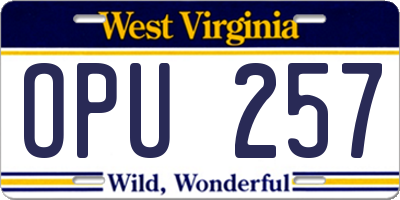WV license plate OPU257