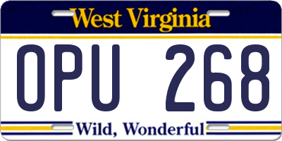 WV license plate OPU268