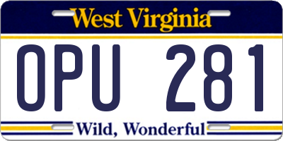 WV license plate OPU281