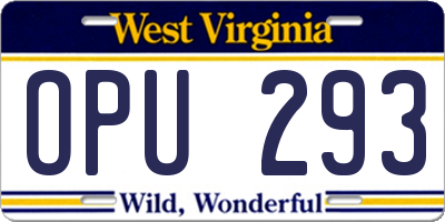 WV license plate OPU293