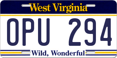 WV license plate OPU294