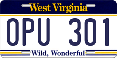 WV license plate OPU301