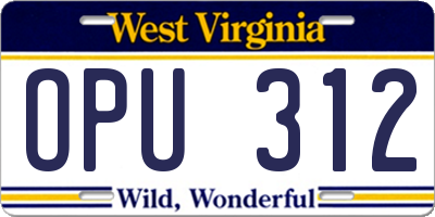 WV license plate OPU312