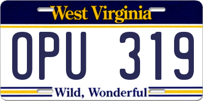 WV license plate OPU319