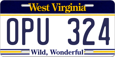 WV license plate OPU324