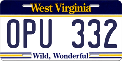 WV license plate OPU332