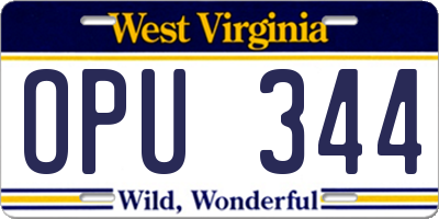 WV license plate OPU344