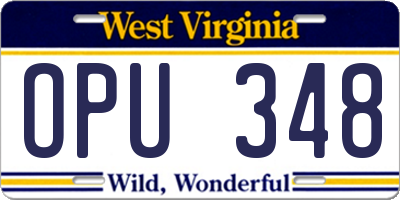 WV license plate OPU348