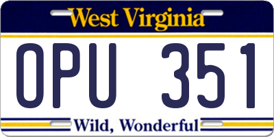 WV license plate OPU351