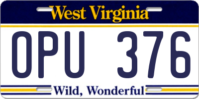 WV license plate OPU376