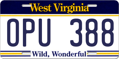 WV license plate OPU388