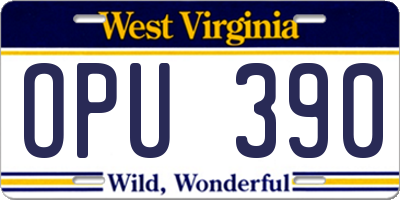 WV license plate OPU390