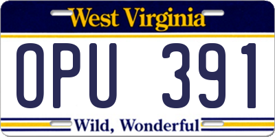 WV license plate OPU391