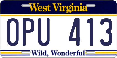 WV license plate OPU413
