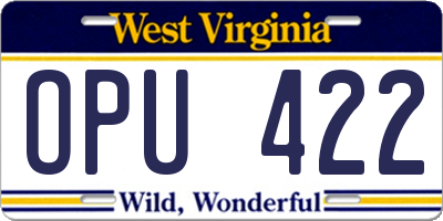 WV license plate OPU422